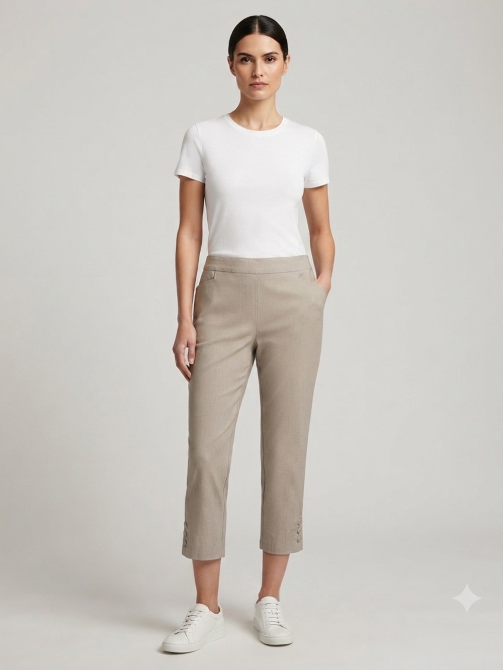 Kate Park Textured Capri Pull On Pant